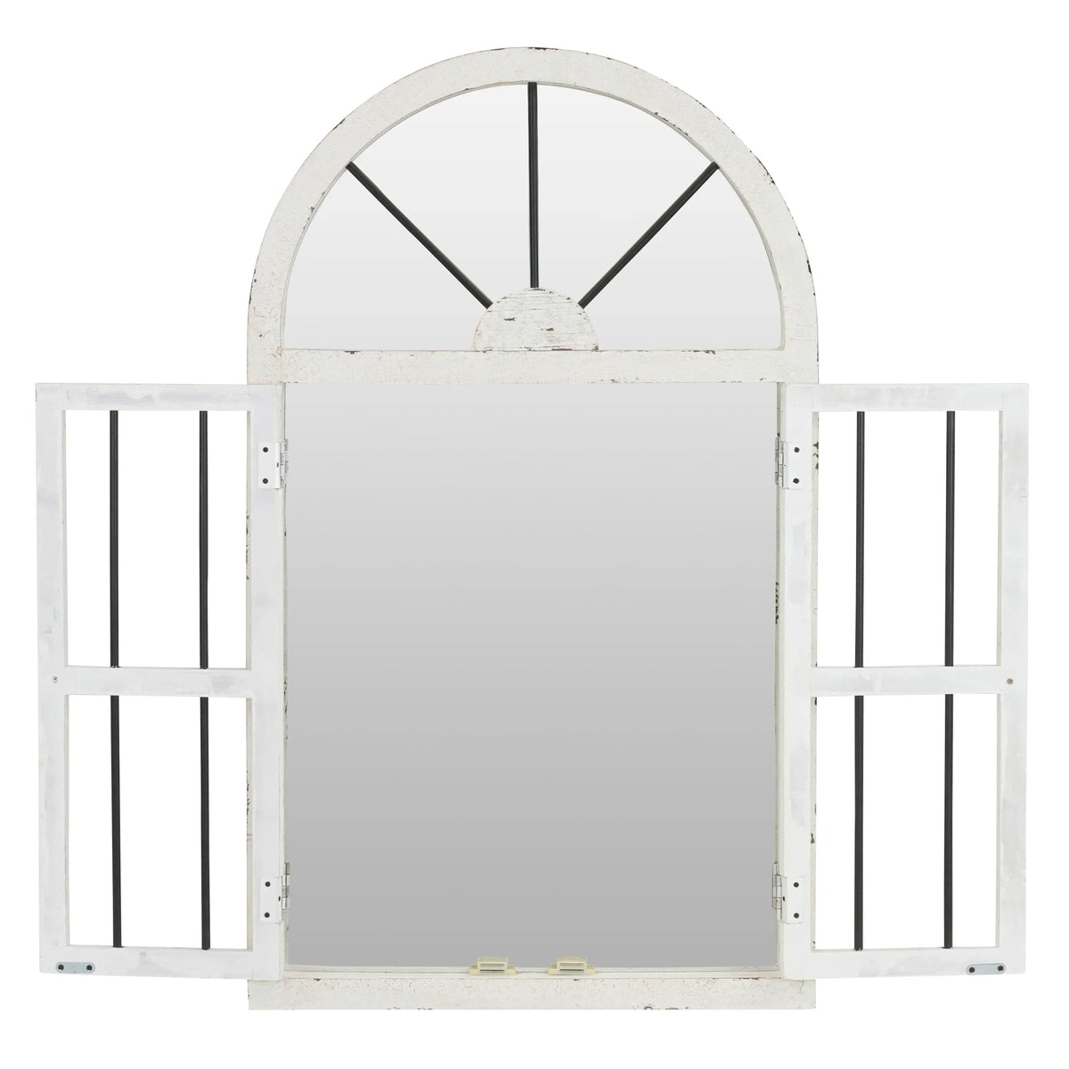 Arched Window Wall Mirror Cottage Chic White 42" x 25" by Aspire