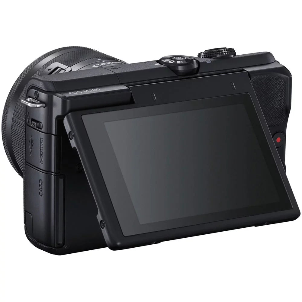 Ultimaxx Deluxe EOS M200 Mirrorless Camera w/ 15-45mm f/3.5-6.3 IS STM Lens Bundle - Includes: 64GB Ultra Memory Card, Digital Flash with Bracket & Much More