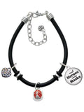 Delight Jewelry Silvertone Red Enamel Firefighter Helmet Dome Real Heroes Wear Masks Black Rubber Charm Bracelet