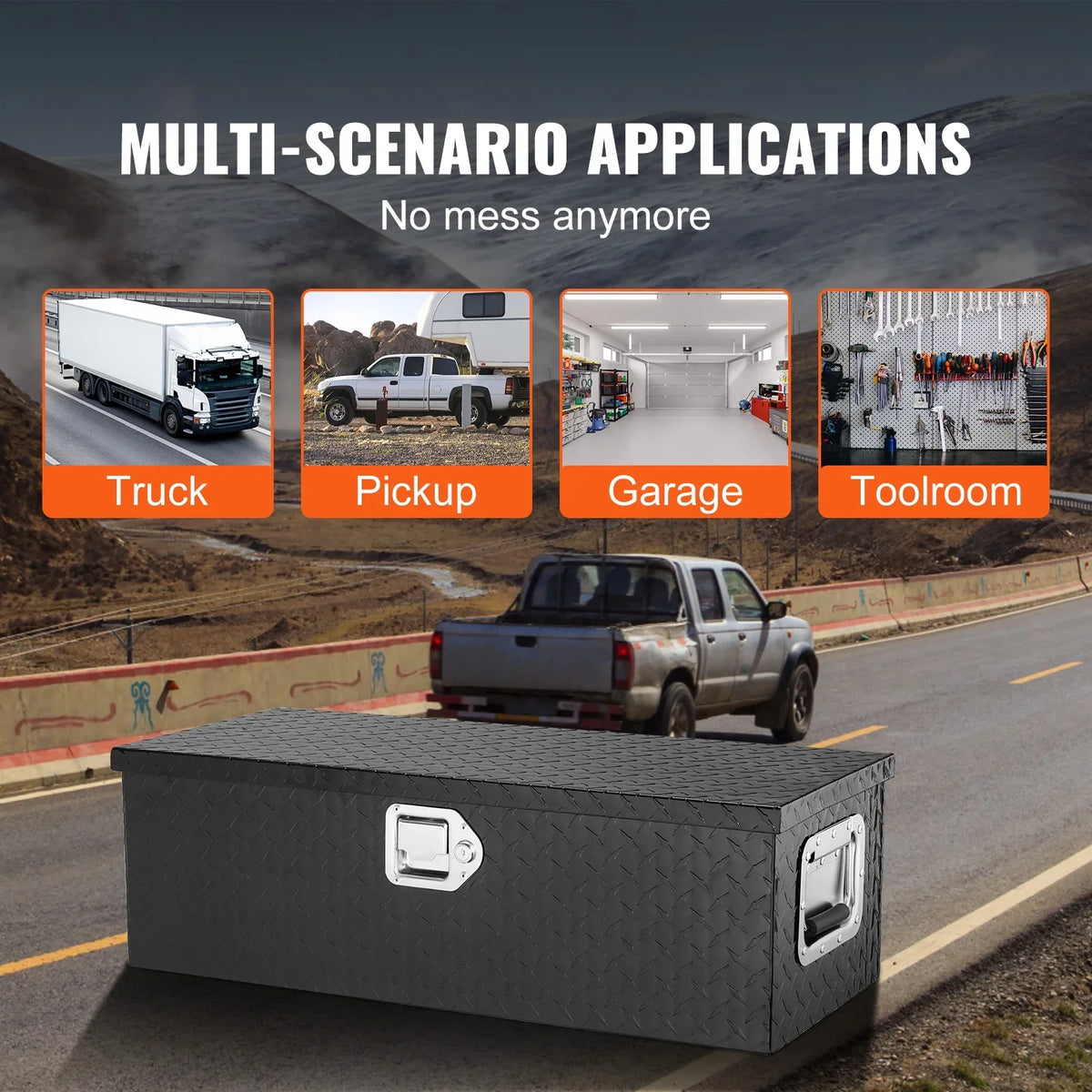 SKYSHALO 30"x13"x9.6" Heavy Duty Aluminum Bar Tool Box for Pickup Truck Bed