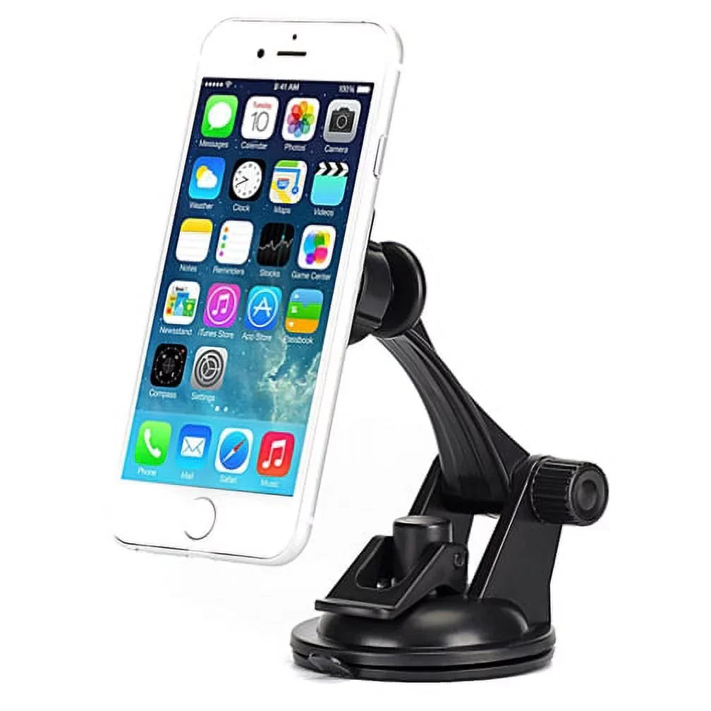 Premium Magnetic Car Mount Dash Windshield Holder Window Rotating Dock Stand Strong Grip Adjustable Suction NYQ for Galaxy J7 Perx V (2017), Mega 2 Note 2 On5 Prevail LTE S4, S5 Active, Mini