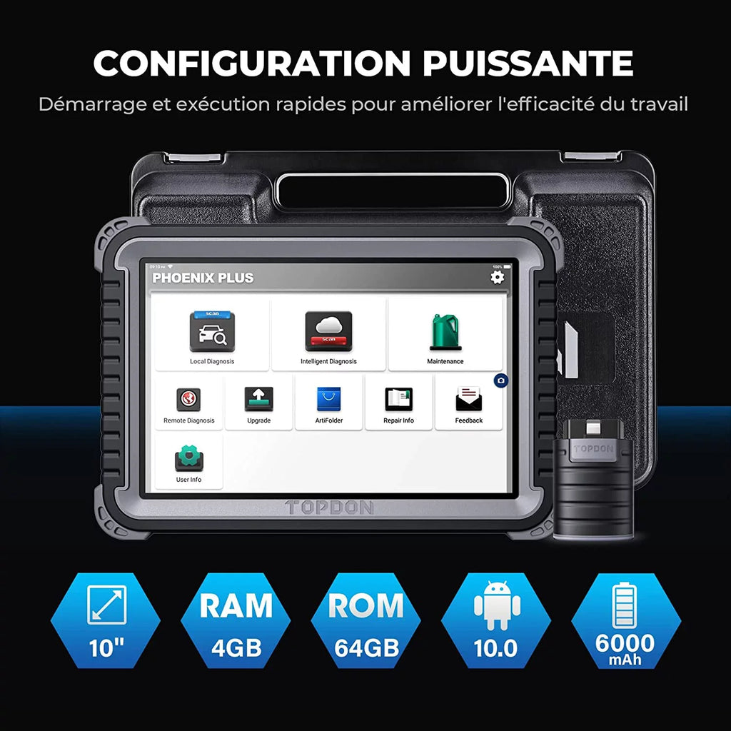 Car Diagnostic Scan Tool TOPDON Phoenix Plus OBD2 Scanner Bi-directional Advanced ECU Coding; Key Matching;34 Reset Services
