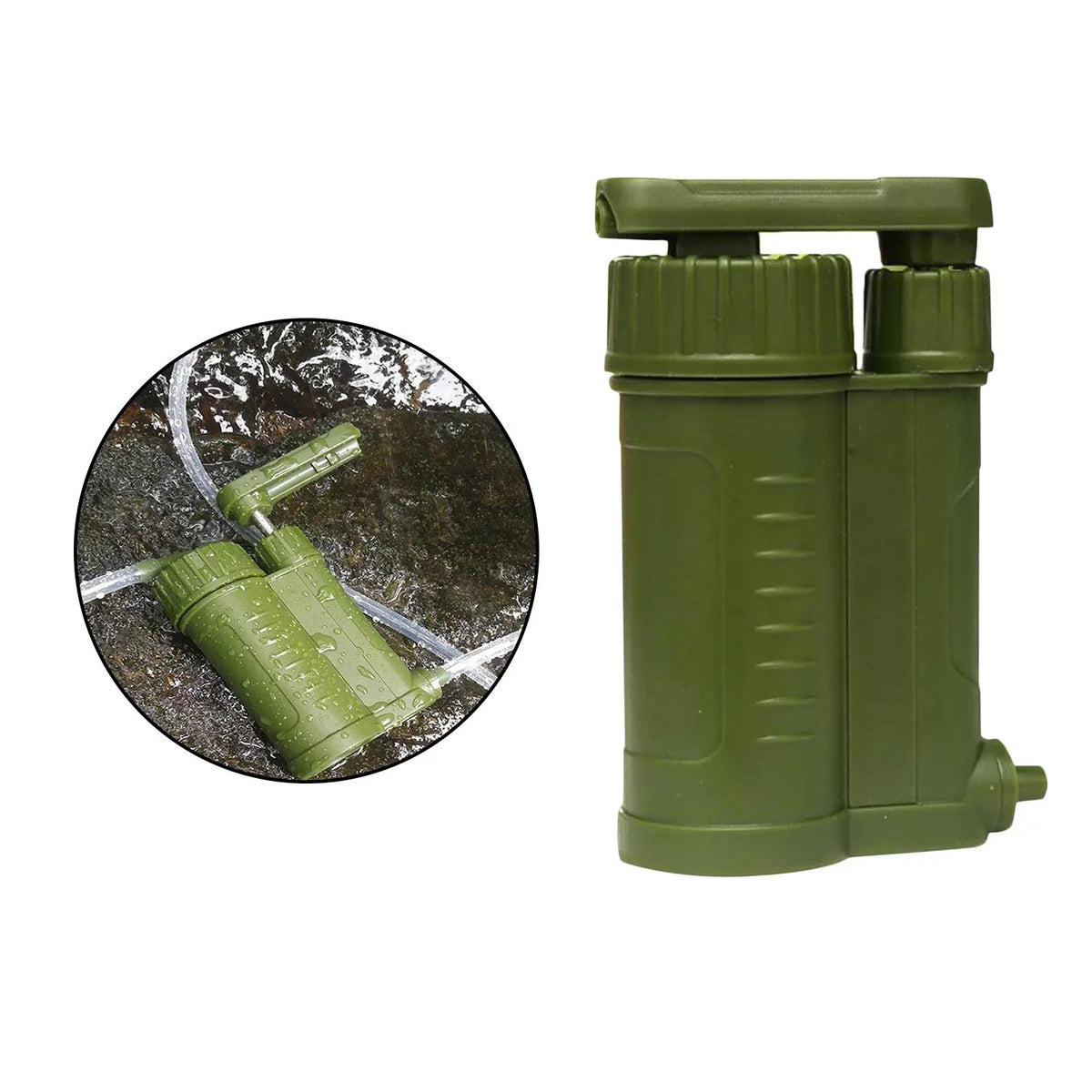 Portable Fluid Filter, Personal Camping Fluid with Internal Carbon and Filter Assembly, Fiber Membrane