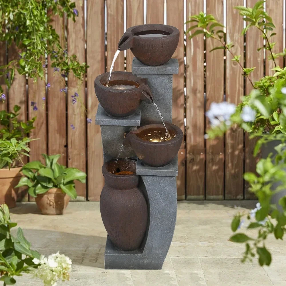 Outdoor Fluid Fountain with LED Lights - 22.0 - Elevate Your Outdoor Ambiance