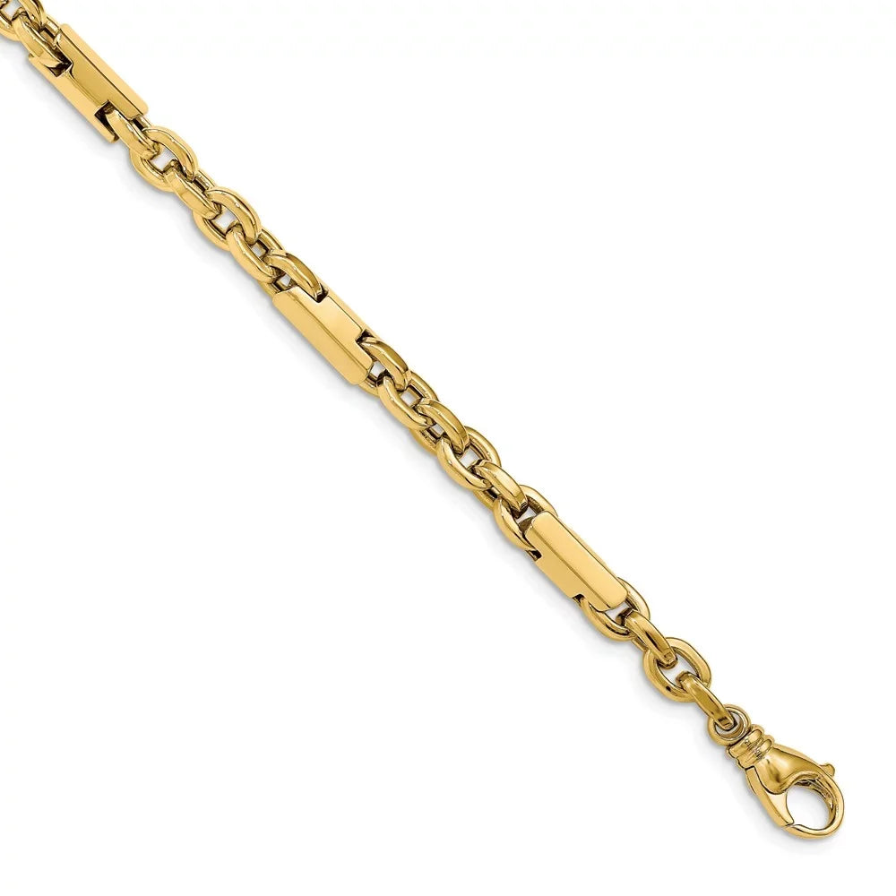 14k Gold Men's Polished Exhaustcy Link Bracelet