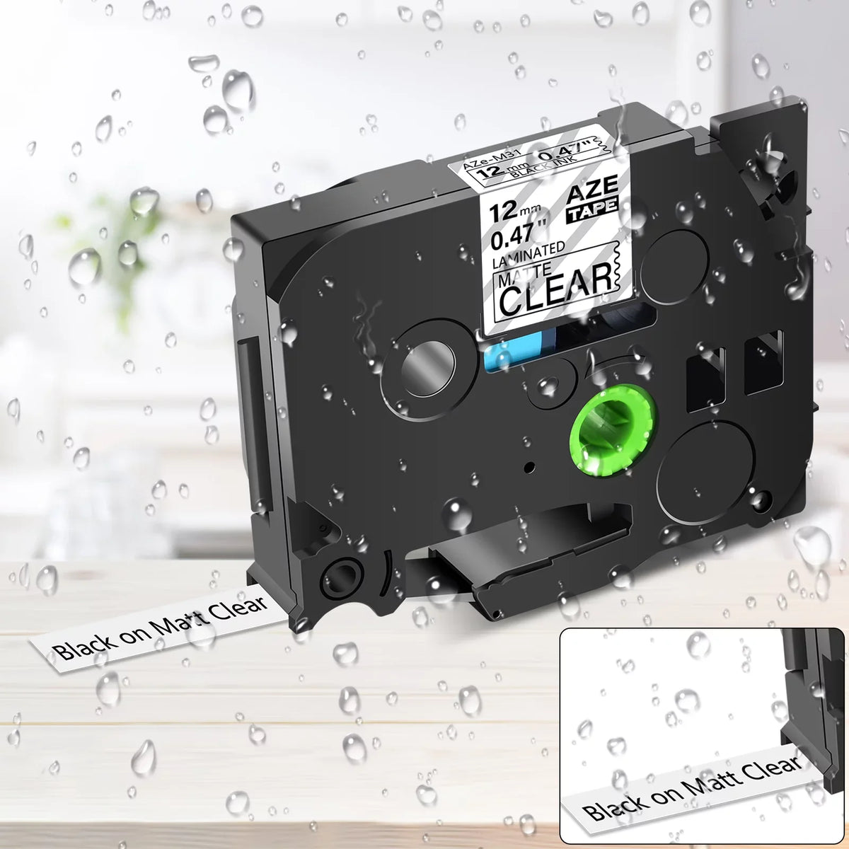 GREENCYCLE 20PK Compatible for Brother P-touch Black on Matte Clear 12mm 0.47" TZe-M31 TZ-M31 TZM31 TZeM31 Laminated Label Tape