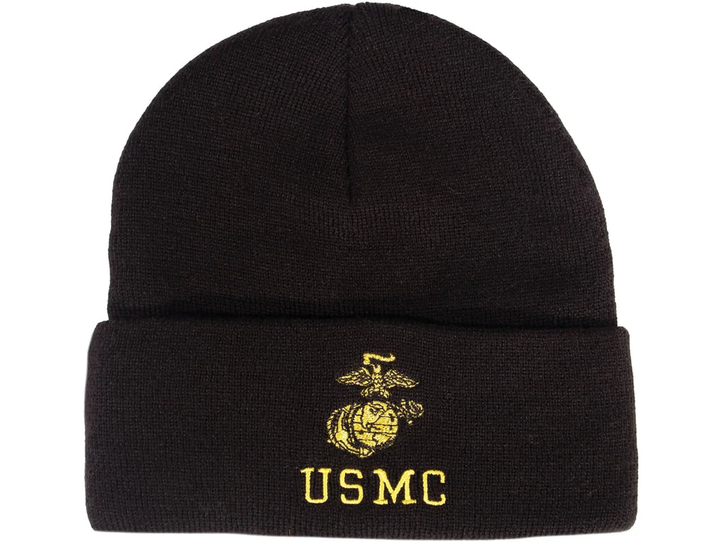 Rothco Embroidered USMC Watch Cap, Gold Eagle, Globe, & Anchor Insignia, One Siz