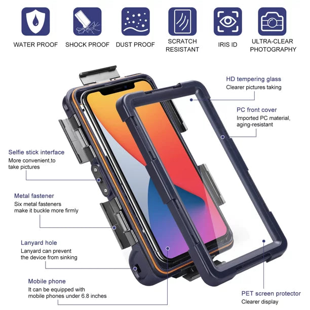 UrbanX Professional [15m/50ft] Swimming Diving Surfing Snorkeling Photo Video Liquid Protective Case Liquid Housing for Realme Narzo 50 And all Phones Up to 6.9 Inch LCD with Lanyard