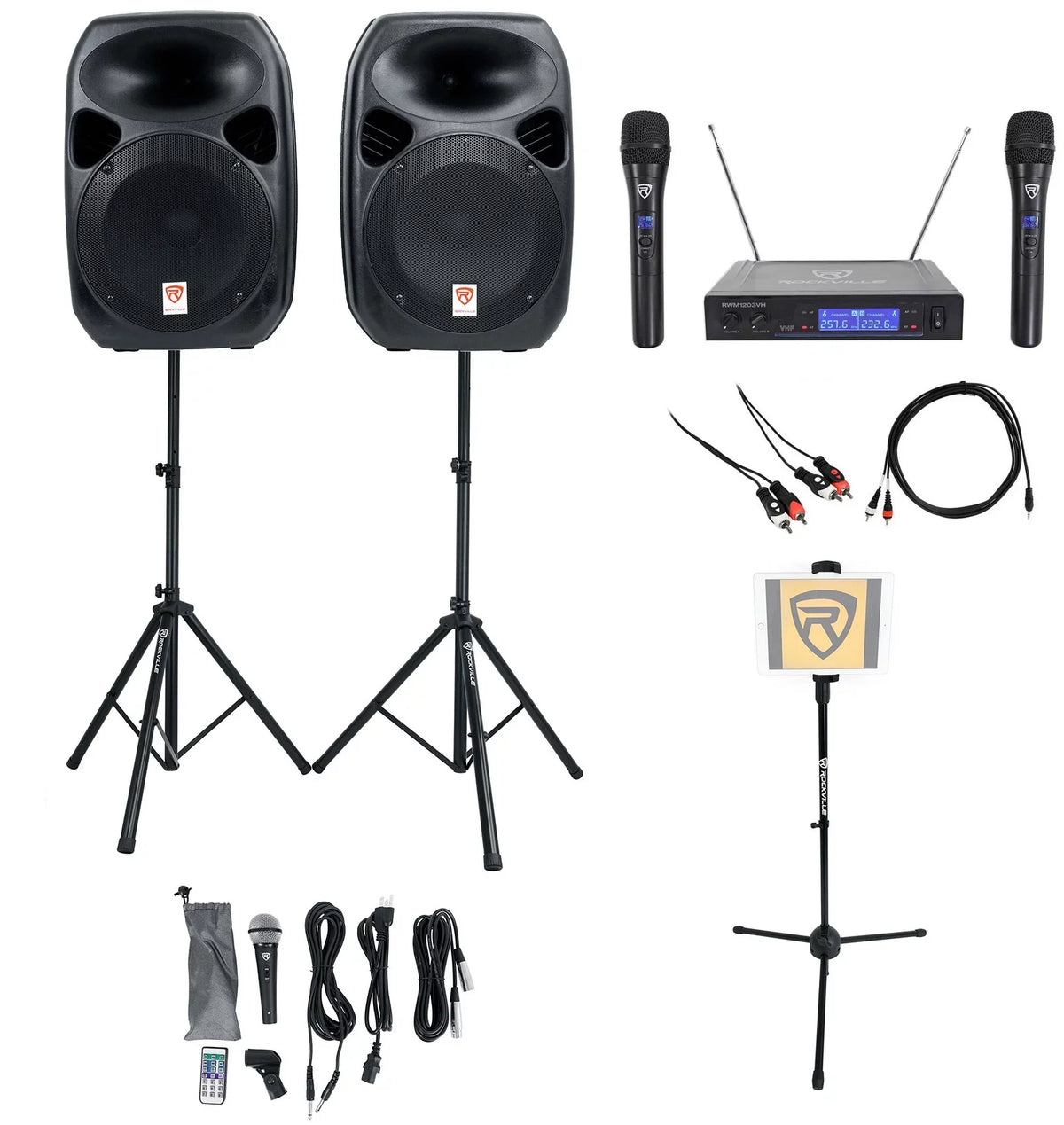 Rockville Dual 12" Android/iphone/ipad/Laptop/Tablet Pro Karaoke System/System