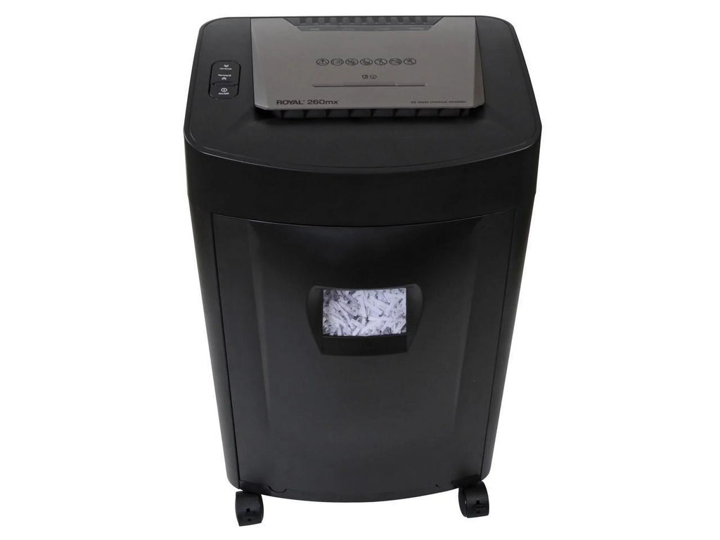 Royal 260MX Paper Shredder - Non-continuous Shredder - Cross Cut - 20 Per Pass - for shredding Paper, CD, DVD, Credit Card, Staples - 8.75" Throat - 1 Hour Run Time - 40 Minute Cool Down Time - 8
