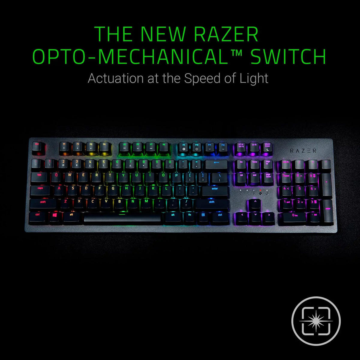 Razer Huntsman Opto-Mechanical Switch - Hybrid On-Board Memory & Cloud Storage - Durability of up to 100 Million Keystrokes - Light and Clicky Gaming Keyboard