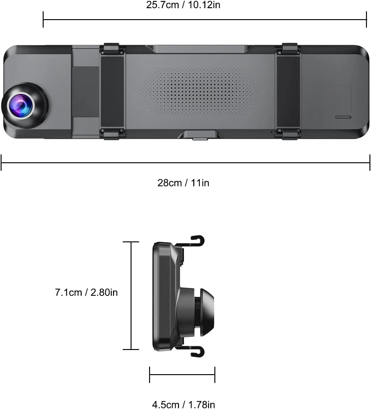 VVCAR 3 Channels Dash Cam 4K GPS 11" Touch Monitor Rear View Mirror Camera for Car Night Vision G-Sensor Parking Monitor 32GB Card