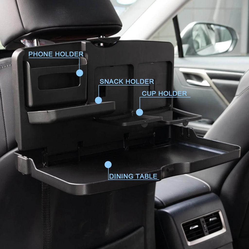 Yiyasu 2x Folding Car Seat Rear Back Dining Table Travel Food Drink Holder Tray Seat Desk