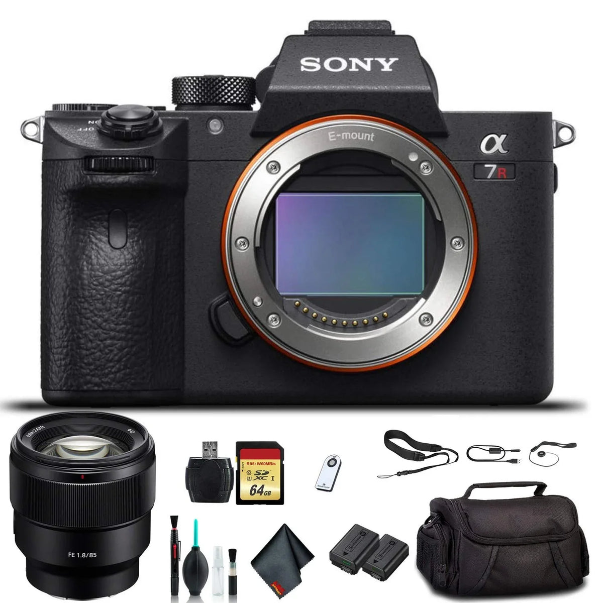 Alpha a7R III Mirrorless Camera ILCE7RM3/B With FE 24-70mm Lens, Soft Bag, Additional Battery, 64GB Memory Card, Card Reader , Plus Essential Accessories