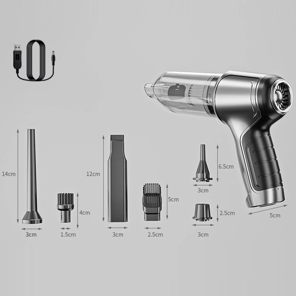 Tomfoto Handheld Car Handheld Cordless Cleaner Portable Air Duster & Hand Pump With 19000Pa Strong Suction USB for Pet Hair Dust Gravel Cleaning Home Office