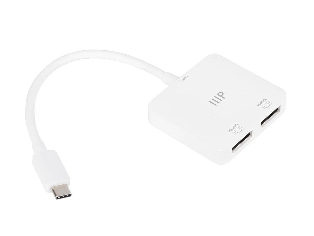 Monoprice USB-C to Dual 4K DisplayPort Adapter (Dual 4K@60Hz) Compatible with Thunderbolt 3 Devices with Windows and MacOS