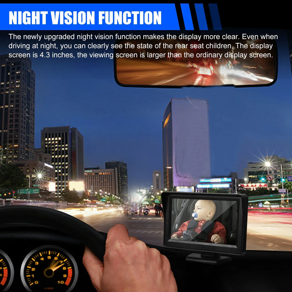Car Back Seat Camera, EEEkit 12V Baby Car Mirror with 4.3-inch HD Display Night Vision, 120° Wide Crystal Clear View, Rear Facing Safety Car Seat Mirror Camera Observe the Baby's Every Move, Black