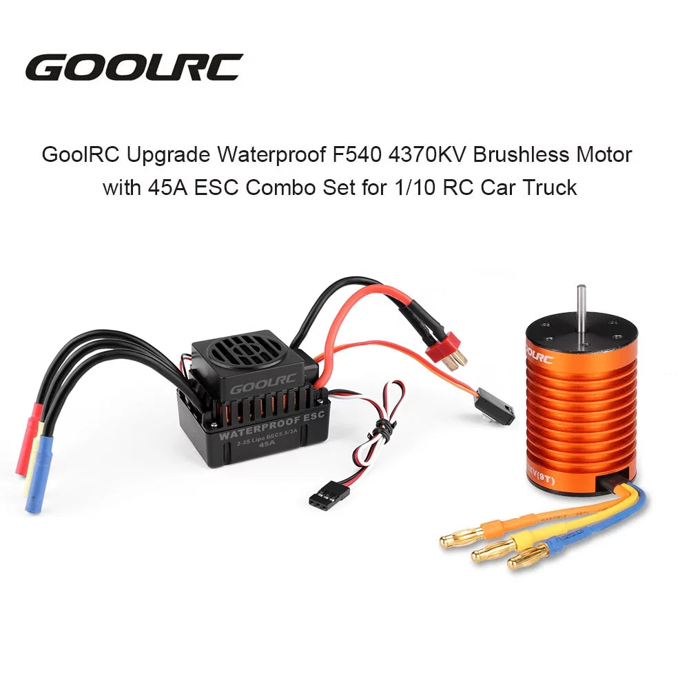 GoolRC Upgrade Fluid F540 4370KV Brushless Motor with 45A ESC Combo Set for 110 Car Truck