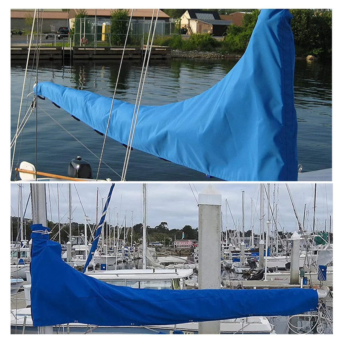 600D Mainsail Cover; Boat Cover; Dustproof Cover Sail Cover Snow Cover Adjustable Strap Thickened Blue ; 12 FT 11 to 12 FT