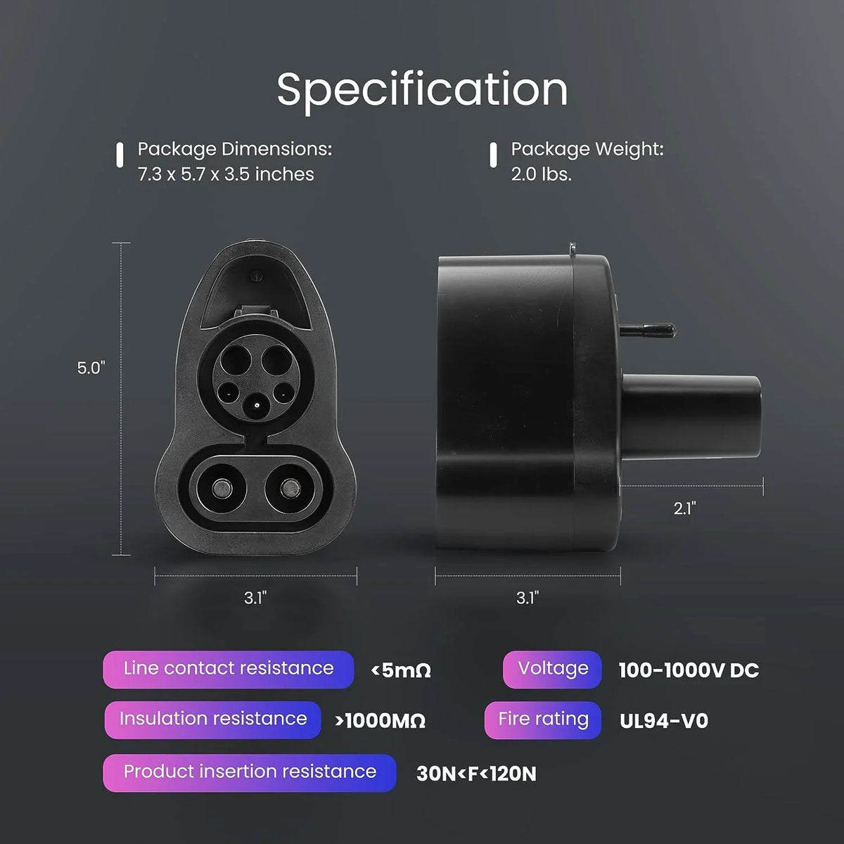 VIVOHOME CCS1 to Tesla Adapter Supercharger for Tesla Model 3, Y, X, S, Max 250kW 250A DC Fast Charging with Portable Case Compatible with Level 3 Charging Stations