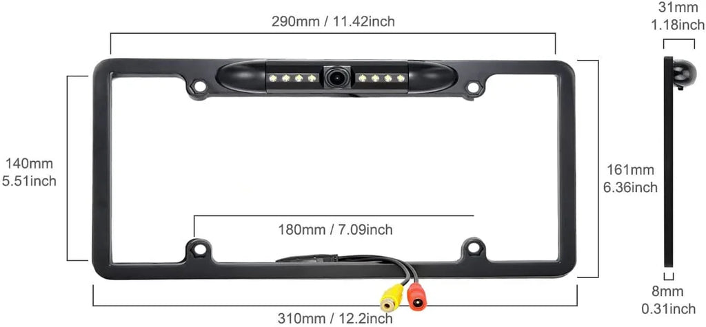 Backup Camera Rearview License Plate Liquid for Kenwood DDX-512 DDX512 Black