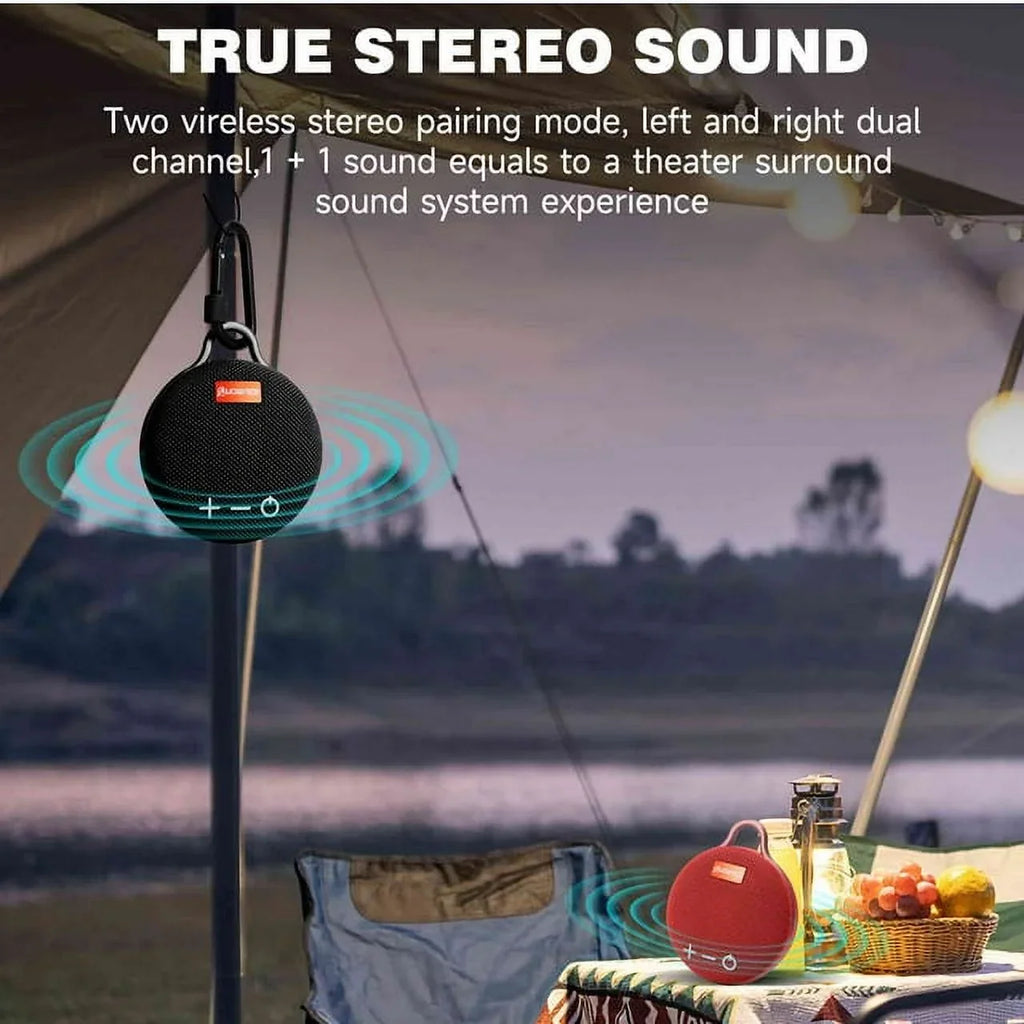 UrbanX Bluetooth 5.0 Speaker with Clip, 20H Playtime, Compact Speaker with Big Sound, Punchy Bass, Wireless IPX7 Fluid Speaker for Tab P11 Gen 2 & Beach, Pool, Boat, Biking Black 2 Pack