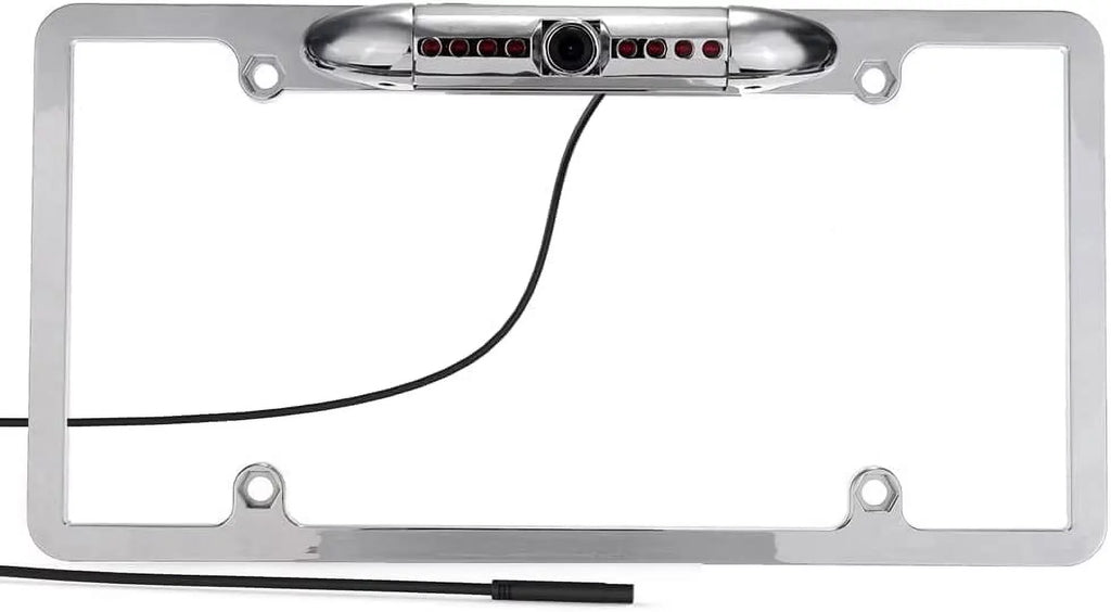 CAM125 Backup Camera Frame License Plate HD Night Vision Rear View 170° Angle Liquid Compatible with Jensen Car Radio CAR110W CAR710 CAR710X CAR8000 CAR910W CAR910X CDR7011 CM901MIR CMR2720