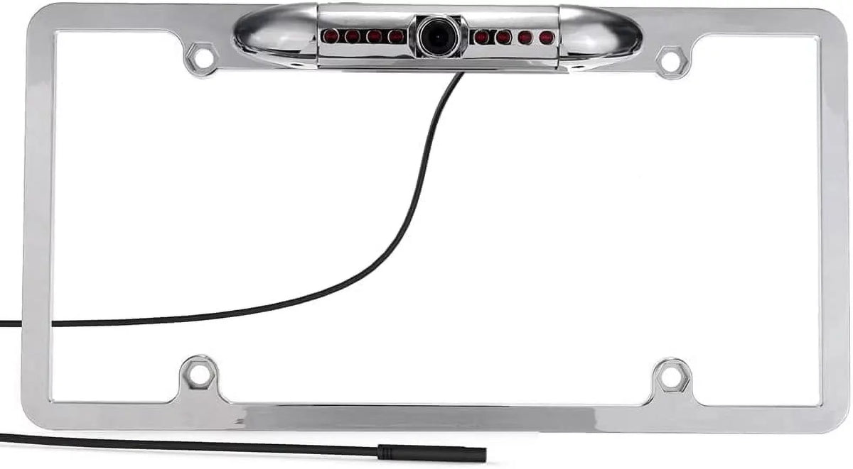 CAM125 Backup Camera Frame License Plate HD Night Vision Rear View 170° Angle Liquid Compatible with Jensen Car Radio CAR110W CAR710 CAR710X CAR8000 CAR910W CAR910X CDR7011 CM901MIR CMR2720