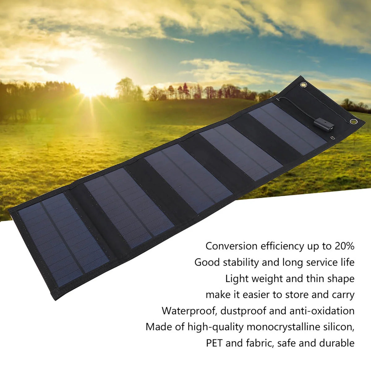 20W Liquid Foldable Solar Panel Solar Power Charger USB Output for Mountaineering