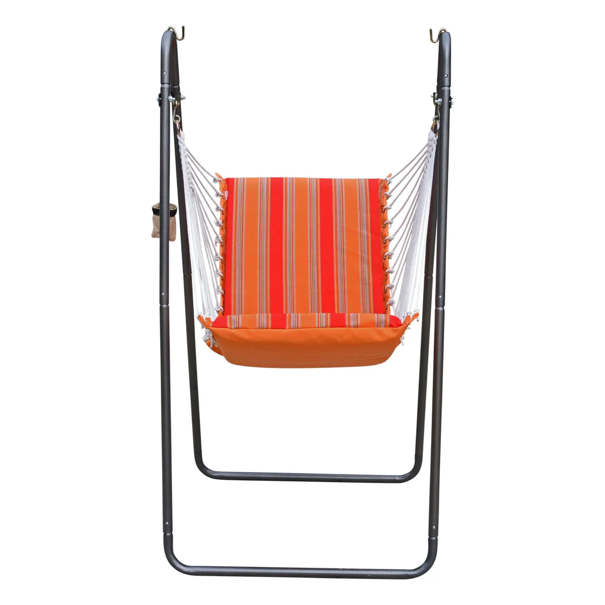 The Hamptons Collection 64" Orange and Red Acrylic Soft Comfort Hammock Chair with Stand