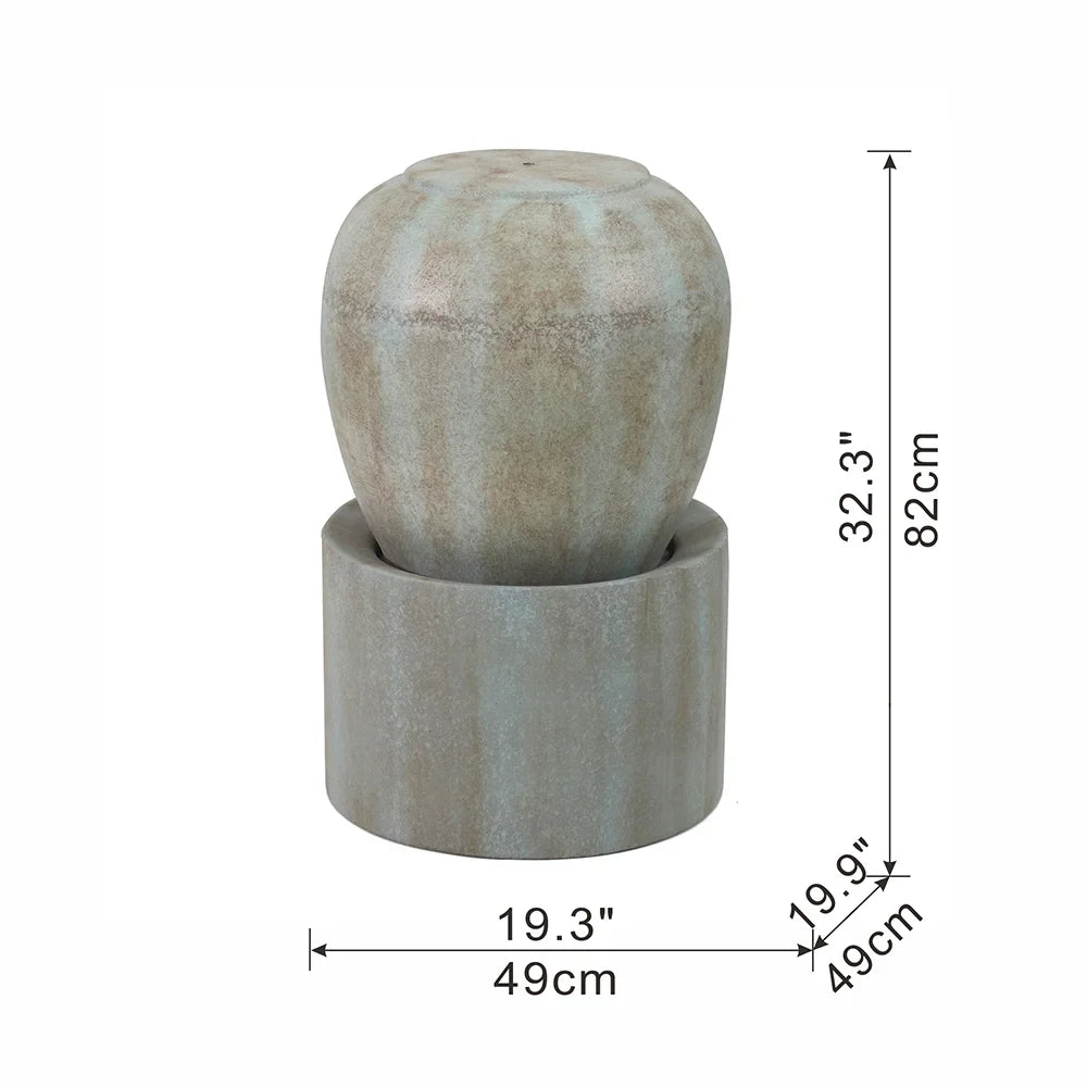 CoSoTower 19.5X19.5X32.5" Heavy Outdoor Cement Fountain Antique Blue, Cute Unique Urn Design Fluid Feature for Home Garden, Lawn, Deck & Patio