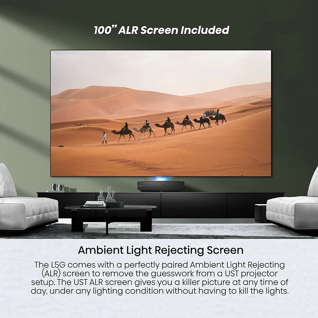 Hisense 100L5G 4K Ultra Short Throw Laser TV with 100-inch ALR Display Android TV with Additional 2 Year Coverage by Epic Protect (2022)