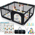 Upgraded 320D Washable Baby Playpen with Padding Mat; 6in1 Large Playpen for Toddlers; Sturdy & Safe Playpen with Padded Cotton Top Rod for Protecting Babies; Baby Play Yard with Zipper Gate