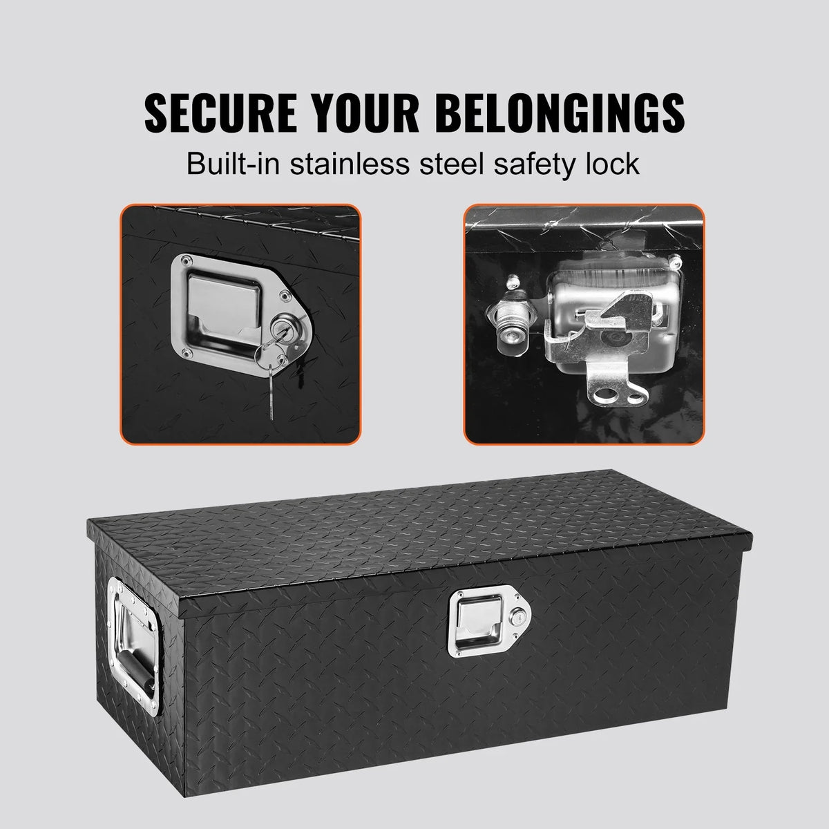 SKYSHALO 30"x13"x9.6" Heavy Duty Aluminum Bar Tool Box for Pickup Truck Bed