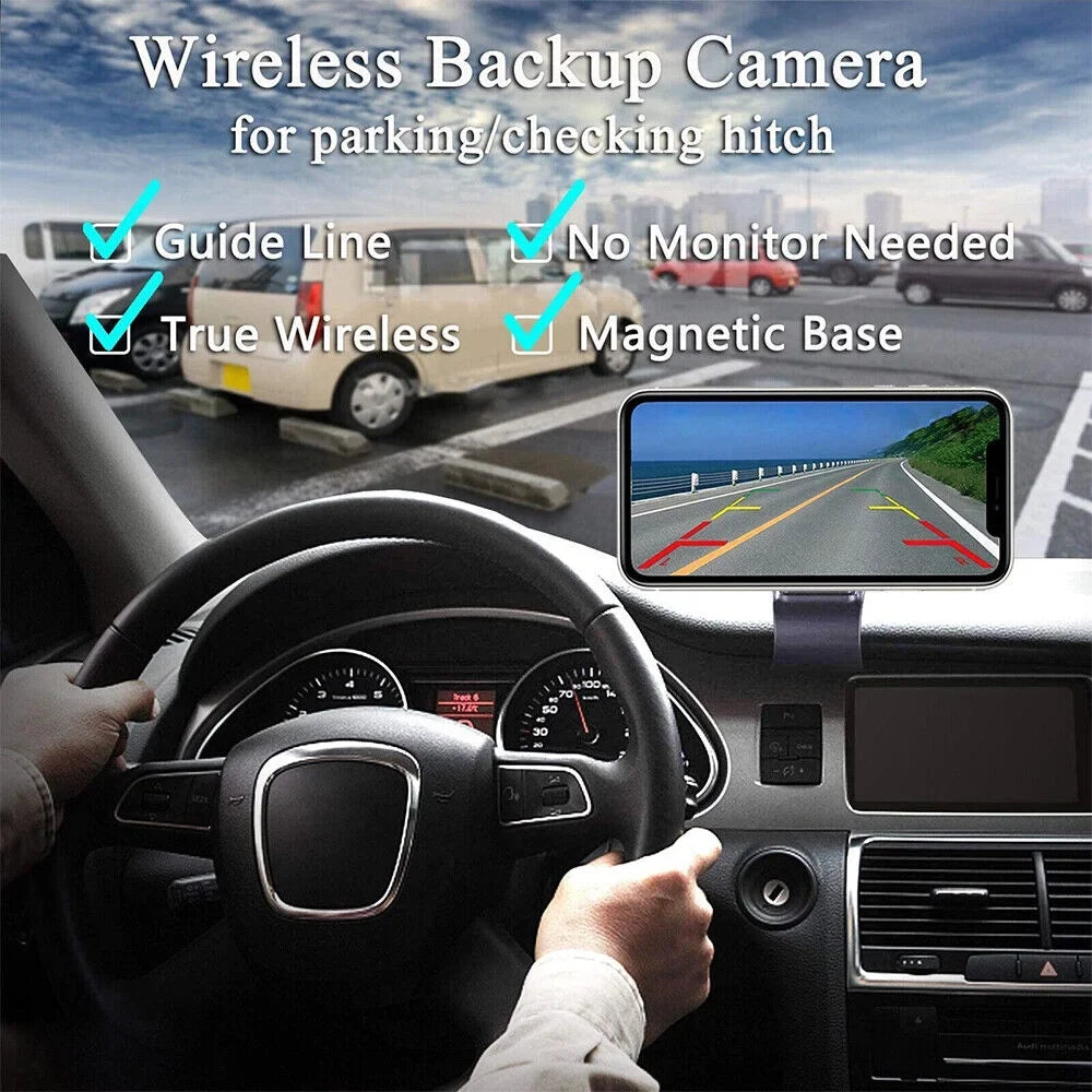 JLLOM Magnetic WiFi Wireless Backup Camera; Front/Rear View Camera 9600mAh Battery