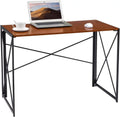 Writing Computer Desk Modern Simple Study Desk Industrial Folding Portable computer Table For Home Office Notebook Desk Walnut Brown Desktop Black Frame…