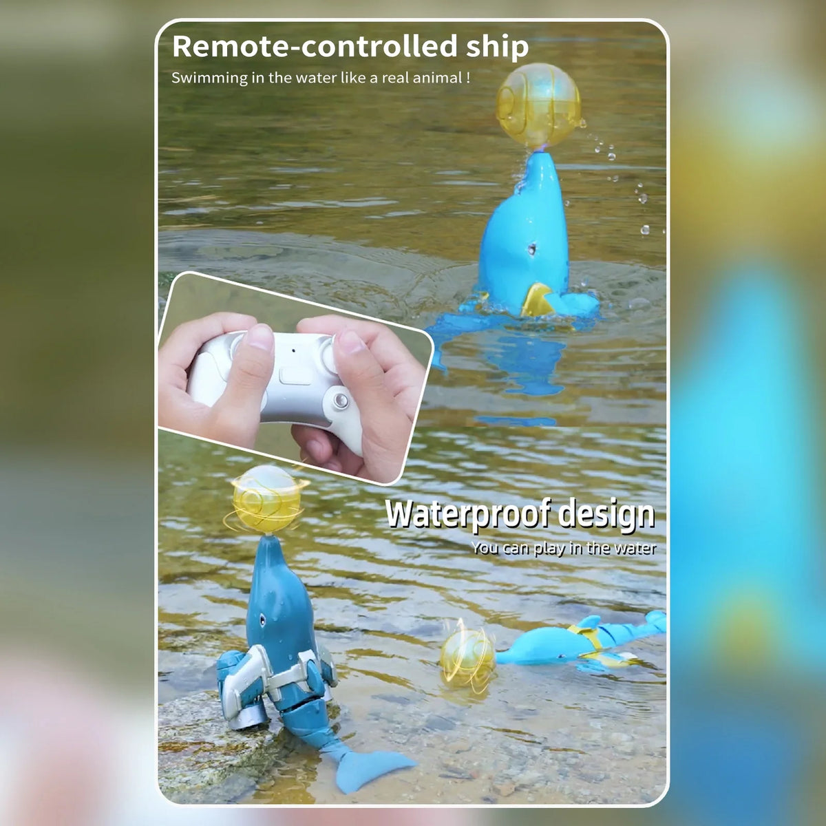 Remote boat,Dolphin Toy Boat Demo Head Ball Remote Boat Toy Kids Demo Head Animal Boat Remote Fluid Boat Liquid Rotation /one And With Liquid Click Animal Boat Rotation /one