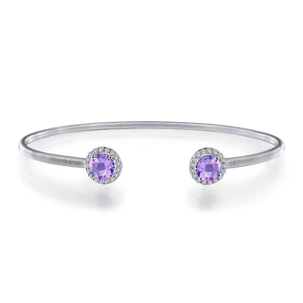 Lafonn Birthstone Sterling Silver Platinum Plated Lassire FEBRUARY Bracelet (Appx CTTW: 1.26 cts.)