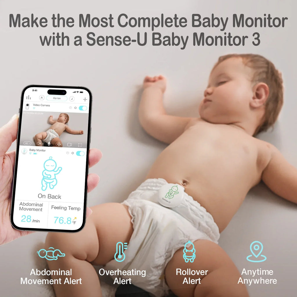 Sense-U Smart 2K Video Baby Monitor(FSA&HSA Eligible) with No Monthly Fee; Pan-Tilt-Zoom; Person/Baby Crying Sound/Motion Detection; 2-Way Talk; Night Vision; Background Audio; Activity Zone