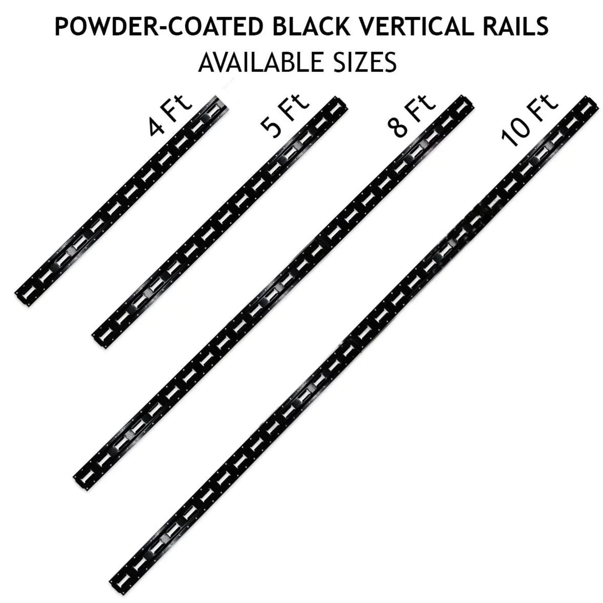 "DC Cargo Mall Four 8-ft E-Track Rails, Vertical Powder Coated TieDowns | Long Heavy Duty Steel Etrack Rails for Trucks, Trailers"