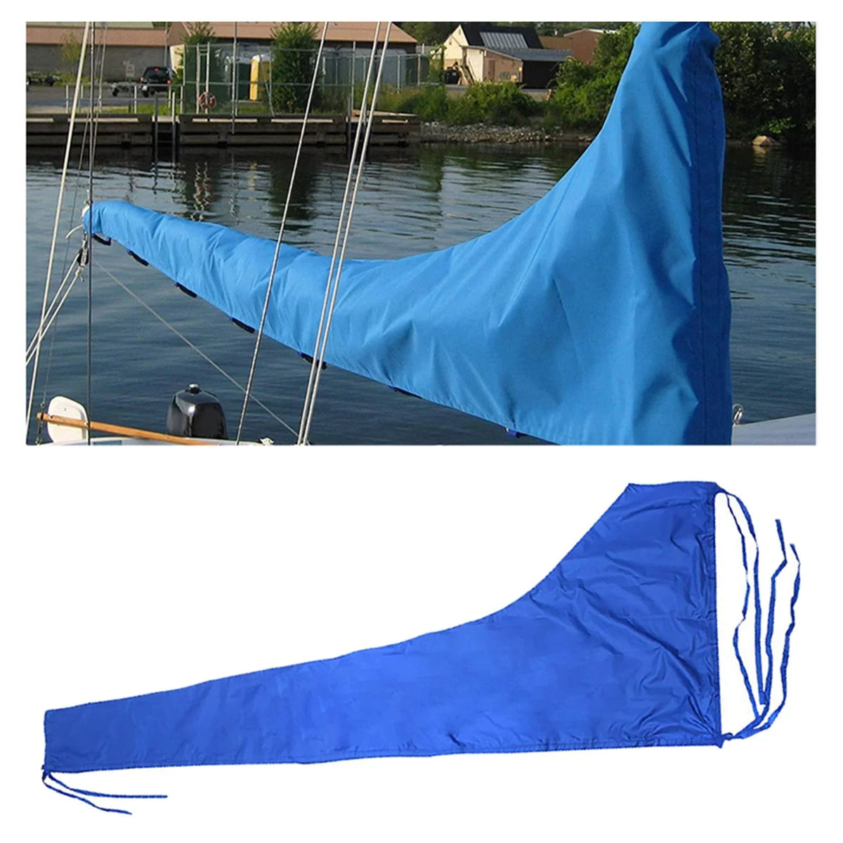 600D Mainsail Cover; Boat Cover; Dustproof Cover Sail Cover Snow Cover Adjustable Strap Thickened Blue ; 12 FT 11 to 12 FT