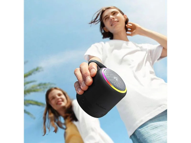Refurbished Soundcore B3127Z11 Mini 3 Pro Portable Bluetooth Speaker 2-Pack Black 15H Playtime IPX7 Liquid