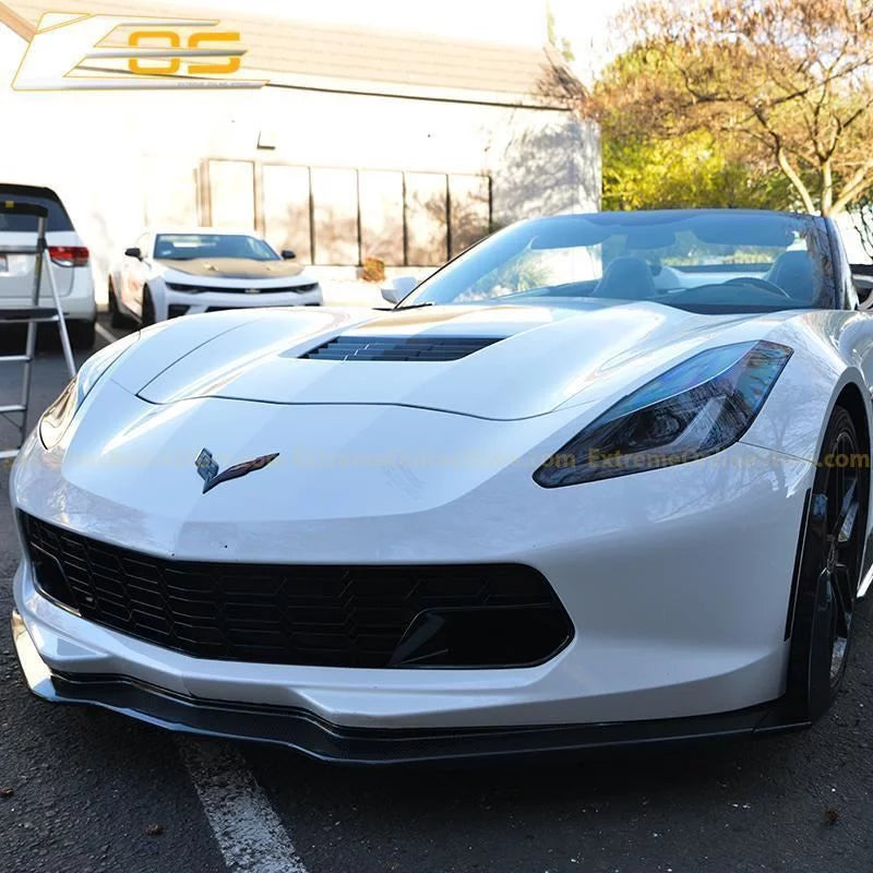 Extreme Online Store Replacement for 2014-2019 Chevrolet Corvette C7 All Models | GM Factory Z06 Style Painted Carbon Flash Metallic Front Bumper Lower Grille Cover (with Front Camera Bracket)