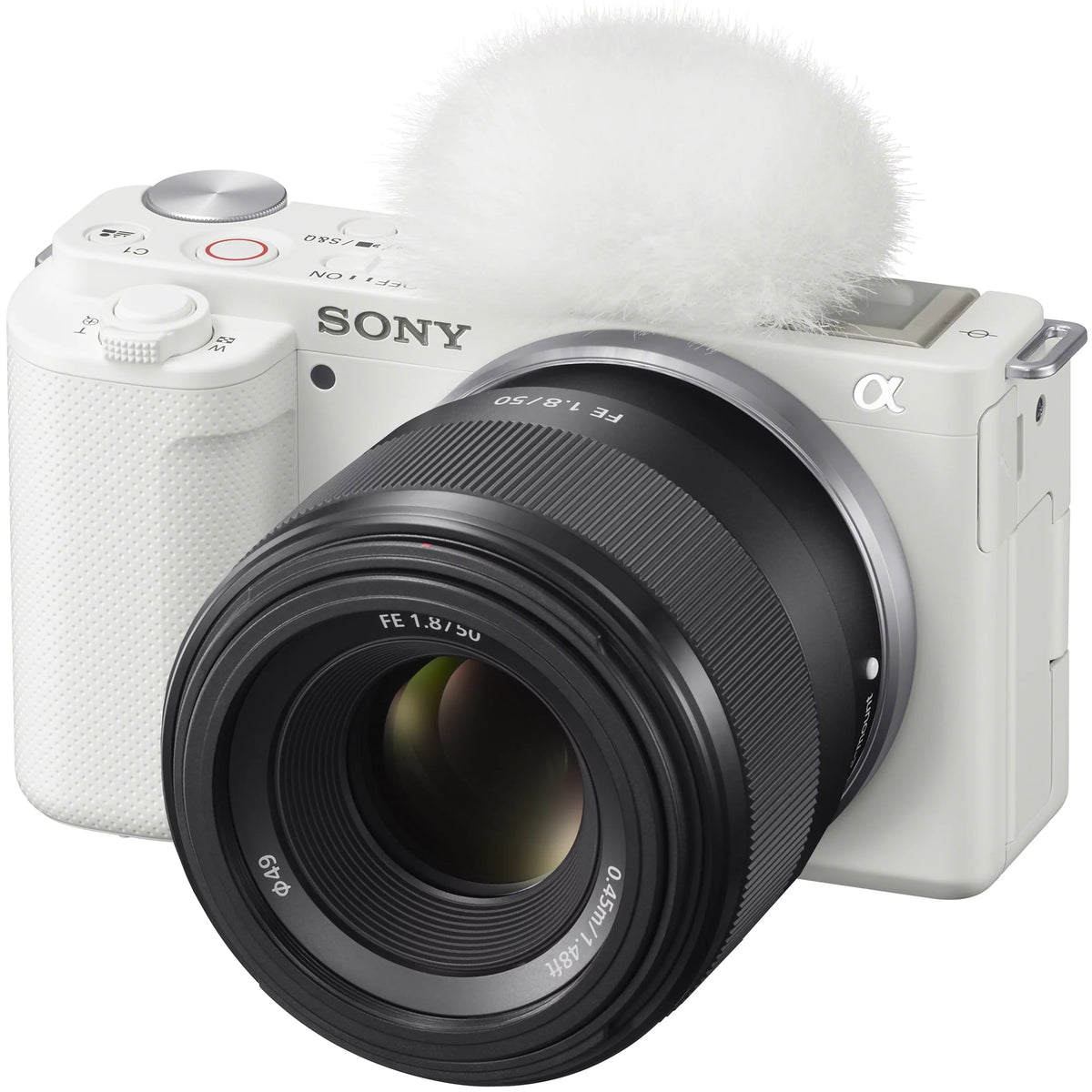 ZV-E10 Mirrorless Alpha APS-C Vlog Camera Body and 50mm F1.8 Large Aperture FE Lens SEL50F18F ILCZV-E10/W White Bundle with Deco Gear Case + Extra Battery + Photo Video Accessories Kit