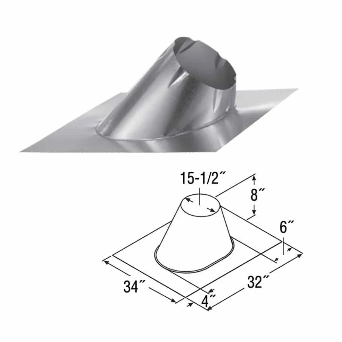 M & G Duravent 12DT-F6 12 Inch Duratech Flashing Galvanize 0/12-6/12 Pitch Storm Collar Not Included