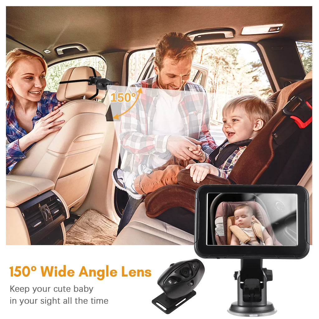 Pinnaco Baby Car High Resolution Camera Invigilator 5 Inch Mirror Display Night Vision 150° Wide View