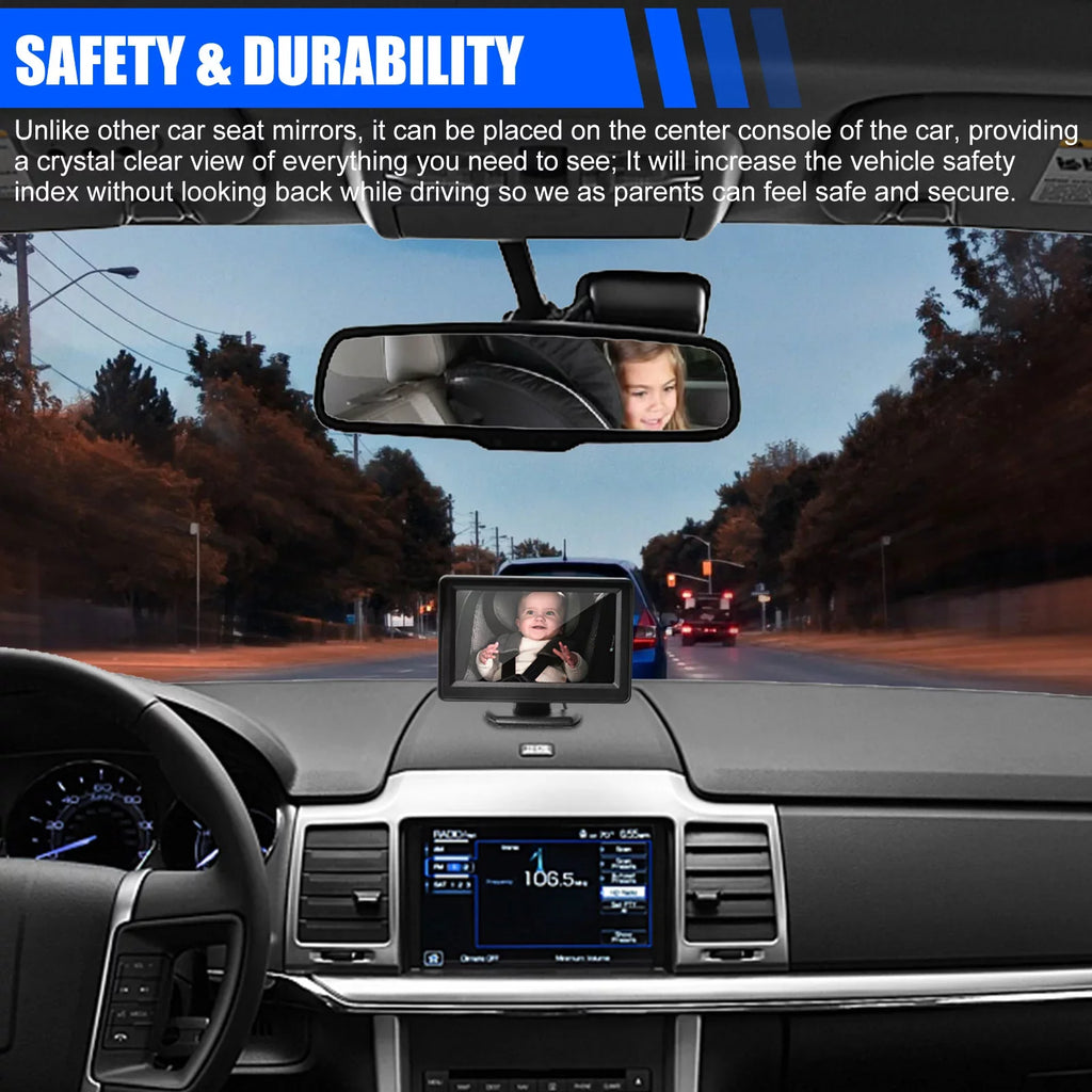 Car Back Seat Camera, EEEkit 12V Baby Car Mirror with 4.3-inch HD Display Night Vision, 120° Wide Crystal Clear View, Rear Facing Safety Car Seat Mirror Camera Observe the Baby's Every Move, Black