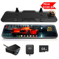 WOLFBOX 12" Rear View Mirror Dash Cam, 4K Mirror Dash Cam Front and 2.5K Rear Camera, Rearview Dash Camera for Car with WDR, Night Vision, Free 64GB Card & GPS