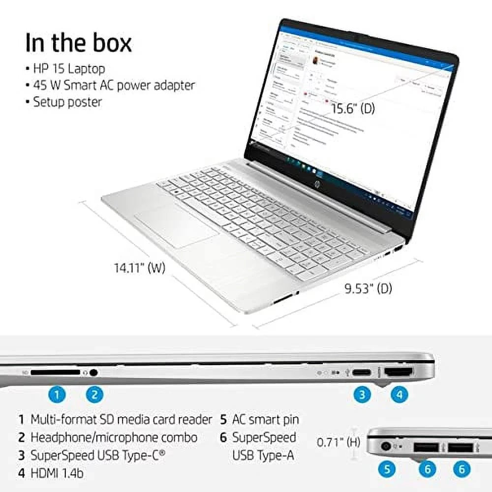 2022 15.6" FHD Micro-Ege Display Portable computer PC 11th Gen 4-Core i7-1165G7 12GB DDR4 RAM 512GB NVMe SSD Iris Xe Graphics Webcam HDMI WiFi AC BT USB-C Silver Windows 11 Home w/RE USB Drive