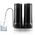 Dual Countertop Fluid Filter, Carbon and Mineral pH Alkaline Fluid Filter, Easy Install Faucet Liquid Filter - Reduces Heavy Metals, Bad Taste and Up to 99% of Chlorine - Black